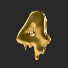 gold liquid alphabet.3D Rendering. 