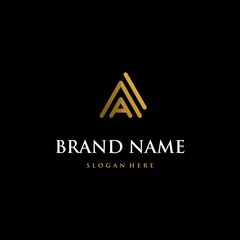 Letter A Golden Luxury Outline Modern Business Logo