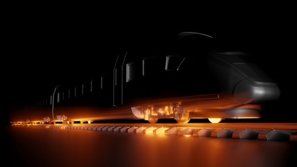 Abstract composition of night high-speed train