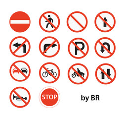 Traffic sign stop set. Vector illustration. on white background