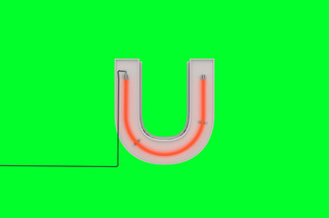 3dfont neon on green background 3d rendering