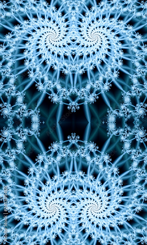 Poster 3d computer generated artistic glowing bright modern abstract networked fractals artwork background