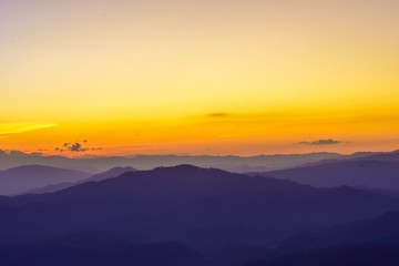 Sunset at Doi Chang Mub , Mae Fa Luang ,Chiang Rai , Thailand.