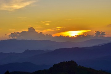 Sunset at Doi Chang Mub , Mae Fa Luang ,Chiang Rai , Thailand.