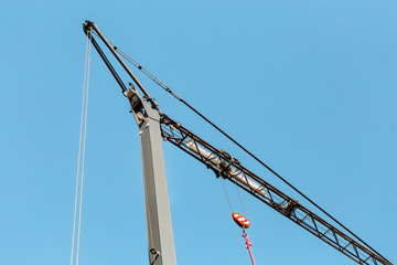 Close-up view of a modern small construction crane