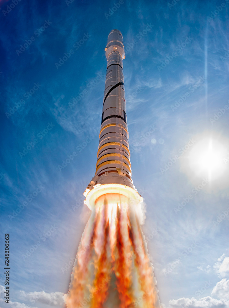 Poster spaceship launch. the elements of this image furnished by nasa.