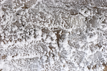 House wall covered with snow. Winter background