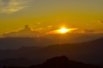 Sunset at Doi Chang Mub , Mae Fa Luang ,Chiang Rai , Thailand.