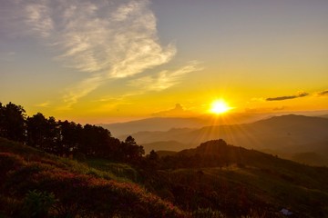 Sunset at Doi Chang Mub , Mae Fa Luang ,Chiang Rai , Thailand.