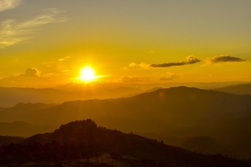 Sunset at Doi Chang Mub , Mae Fa Luang ,Chiang Rai , Thailand.