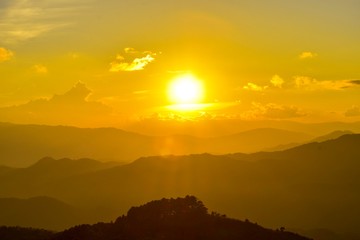 Sunset at Doi Chang Mub , Mae Fa Luang ,Chiang Rai , Thailand.