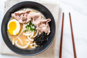 udon ramen noodles with pork soup