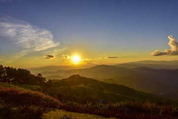 Sunset at Doi Chang Mub , Mae Fa Luang ,Chiang Rai , Thailand.