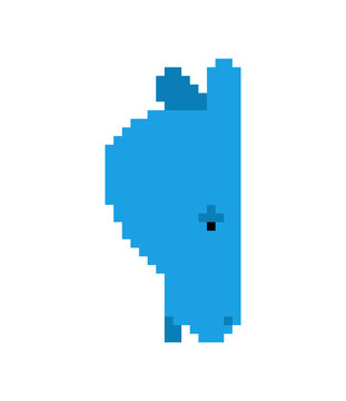 Blue donkey icon pixel art democrat party. Sign USA political party America