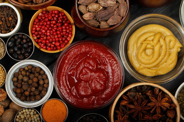different spices background