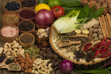 various spices background