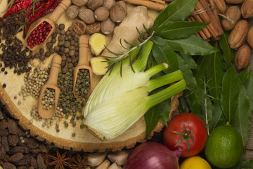 various spices background