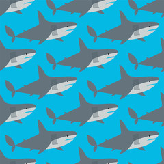 Shark pattern seamless. Marine predator background. Vector texture