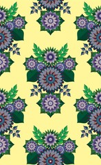 Seamless pattern with bright multicolored flowers.  For Wallpapers and design