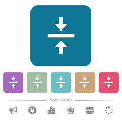 Vertical align center flat icons on color rounded square backgrounds
