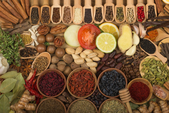 various spices background