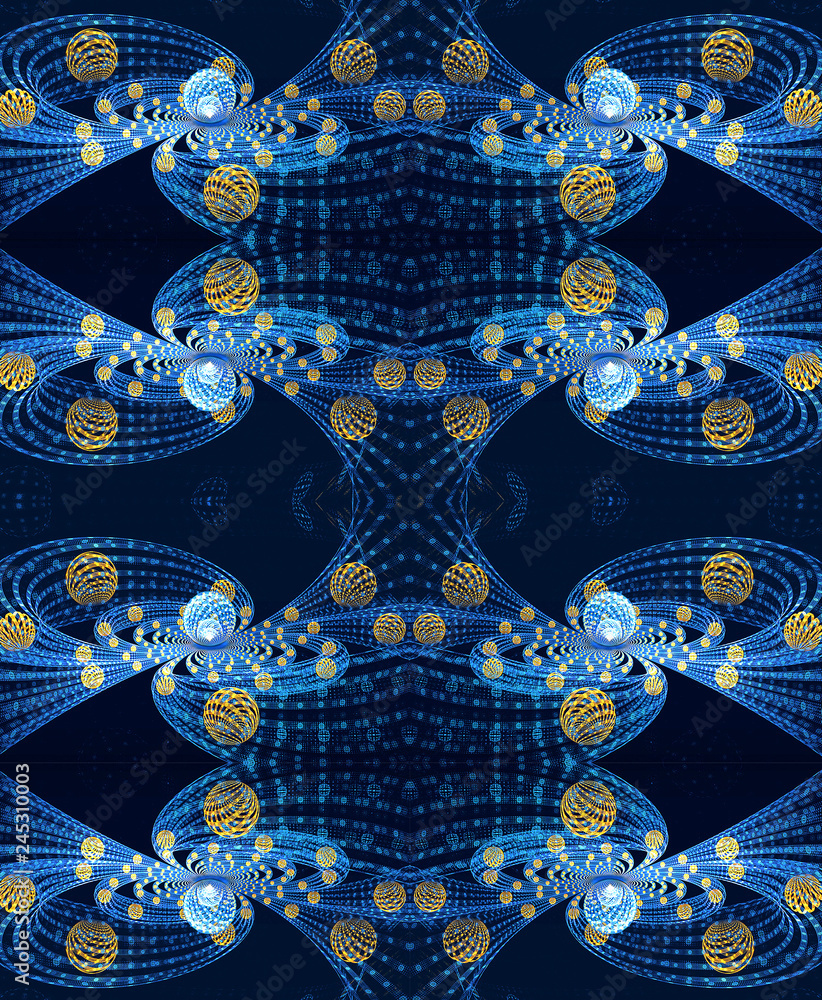 Aufkleber 3d computer generated artistic glowing bright modern abstract networked fractals artwork background
