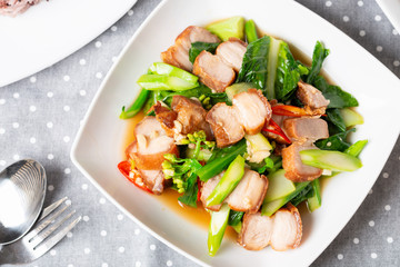 Crispy Pork Belly Stir Fry With Chinese Kale