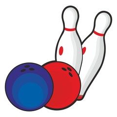 Bowling, pins and ball. Simple vector illustration for graphic and web design.