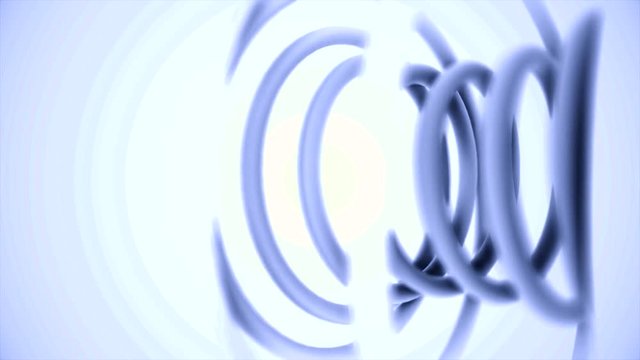 Close up for abstract plastic spring isolated on white background. Blue and white plastic coil, spiral background.