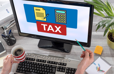 Tax concept on a computer