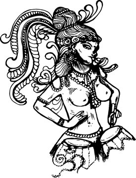 recommend clip art: Divine dancer who plays drums festively dressed.