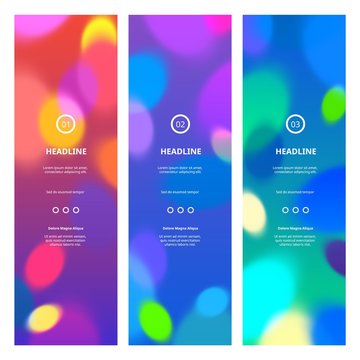 Bright Colorful Banners with Bokeh Lights. Rainbow Colored Banner Design.