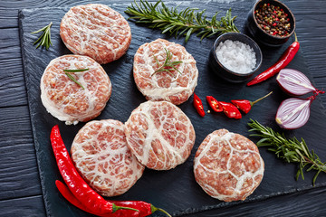 raw Atriaux, ground pork wrapped in caul fat