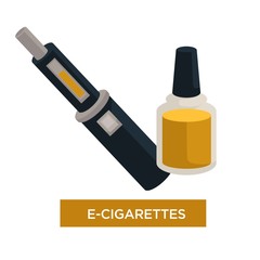 E-cigarette and liquid in bottle for recharge