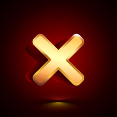 Fototapeta premium 3D stylized Decline icon. Golden vector icon. Isolated symbol illustration on dark background.