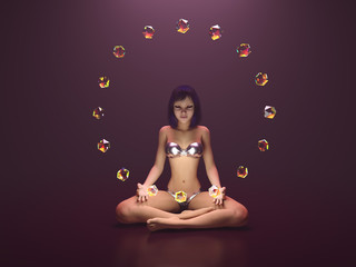young woman meditating in yoga pose