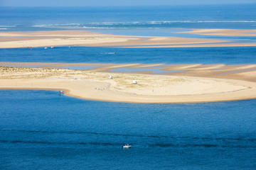 View from the Dune of Pilat, the tallest sand dune in Europe. La Teste-de-Buch, Arcachon Bay, Aquitaine, France