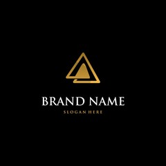 Letter A Golden Luxury Triangle Modern Business Logo	