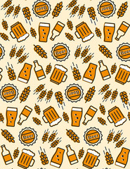 Beer seamless pattern. Vector background.