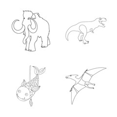 Isolated object of animal and character logo. Set of animal and ancient  stock vector illustration.