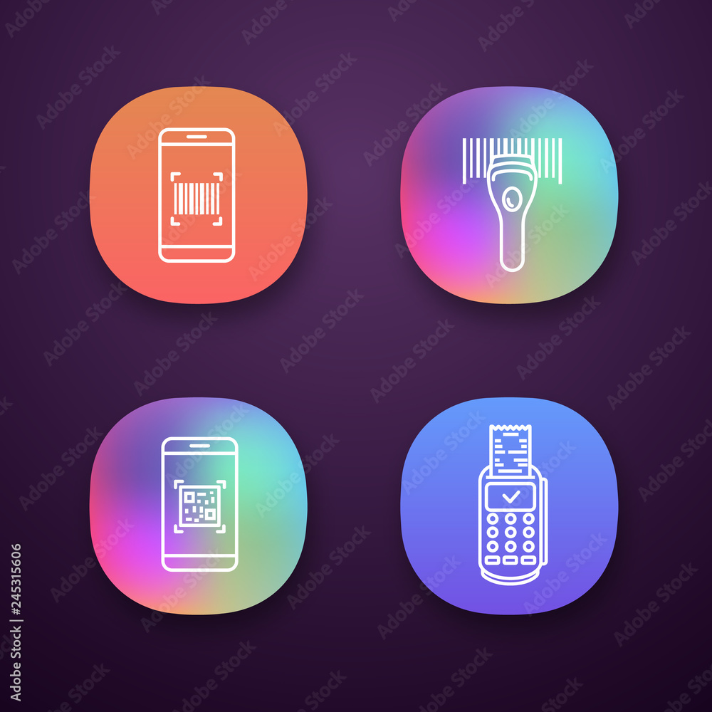 Poster barcodes app icons set