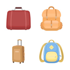 Vector illustration of  and backpack logo. Set of  and pack stock symbol for web.
