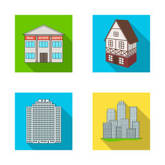 Vector illustration of building and city symbol. Set of building and business stock vector illustration.