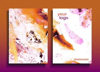 Foto op Canvas Vector cards. Set of templates sheets. Abstract painted background. Marble texture. Fluid colors backgrounds.  © KseniaZu