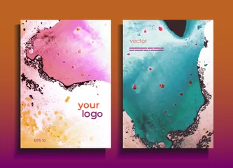 Fototapeten Vector cards. Set of templates sheets. Abstract painted background. Marble texture. Fluid colors backgrounds.  © KseniaZu
