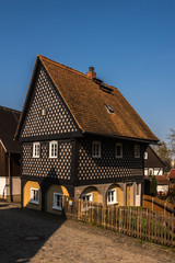 O Umgebindehaus in Obercunnersdorf, Saxony in Germany