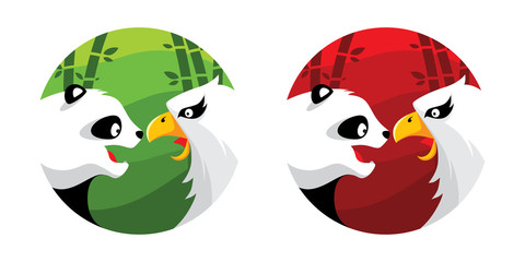 Fototapeta premium Panda Eagle Logo Illustration Vector in Flat Style