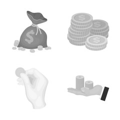 Vector illustration of coin and treasure symbol. Set of coin and money  stock symbol for web.