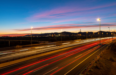 Fototapeta na wymiar Freeway at dusk