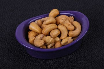 Cashew nuts heap in the bowl